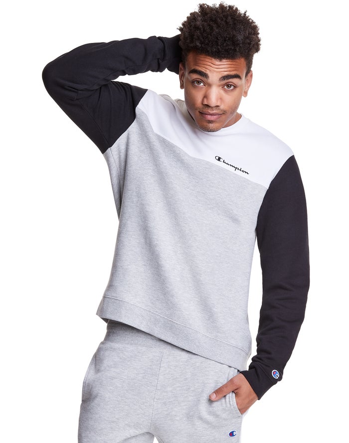 Champion Sweatshirt Heren - Grijs - Colorblock Fleece Crew ( 256798-USP )